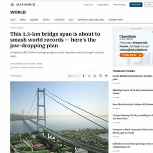 Il quotidiano di Dubai Gulf News: “Il Ponte di Messina un progetto epocale”