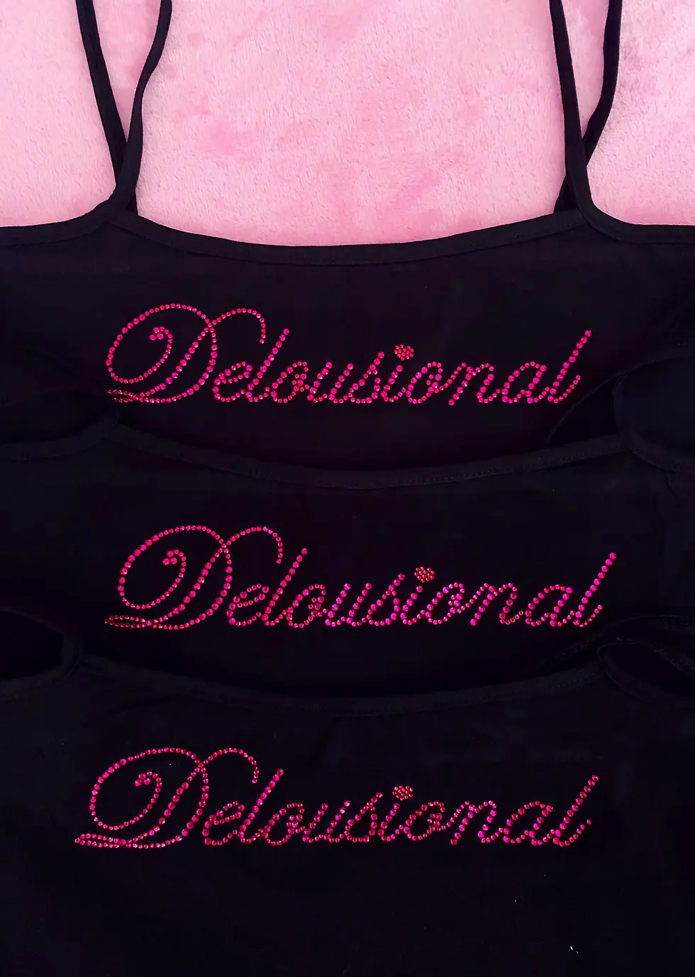 Thumbnail: Sample sale- print typo- Delusional pink rhinestones top