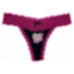 black thong with dark pink lace and zebra heart print