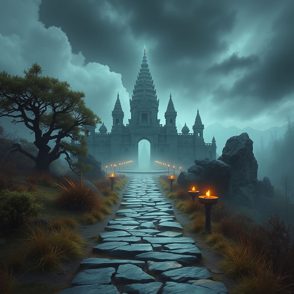 Chemin vers le temple, symbole de guidance en voyance Lyon