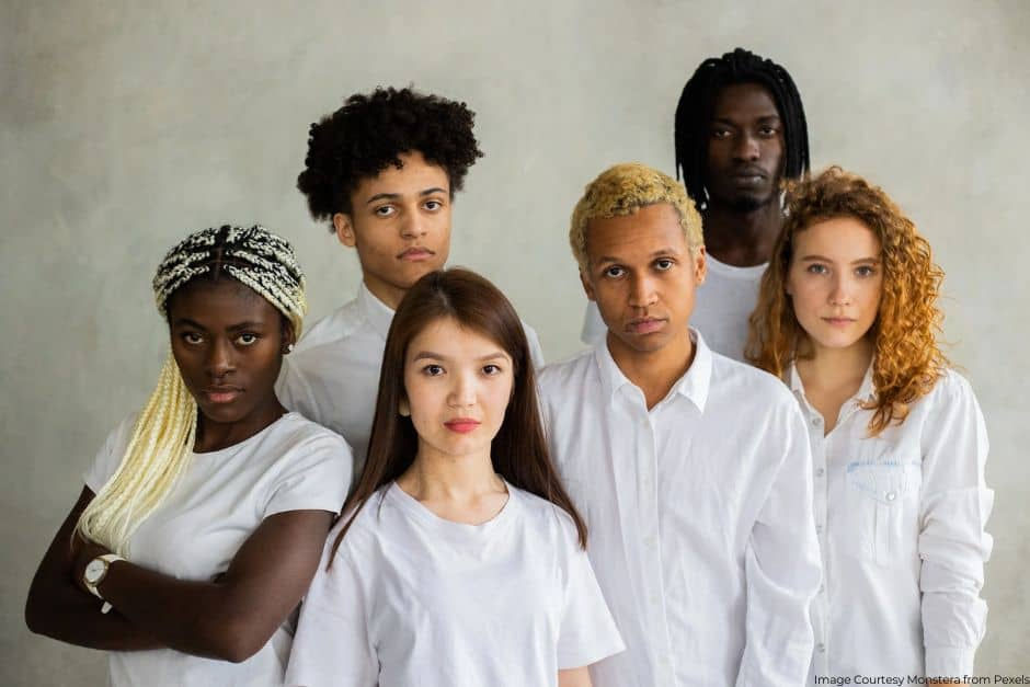 Group of young diverse people