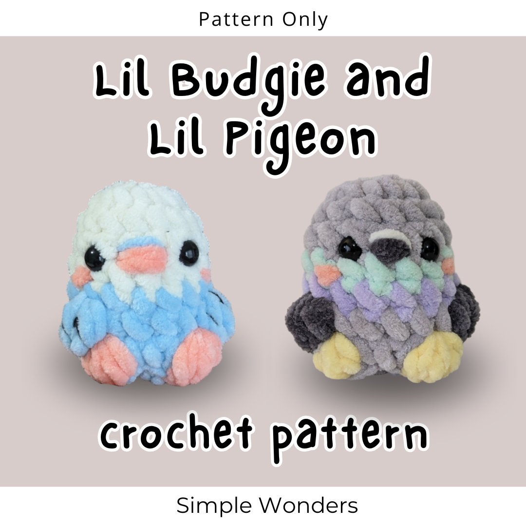 Lil Pigeon & Lil Budgie Crochet Pattern Small Bird