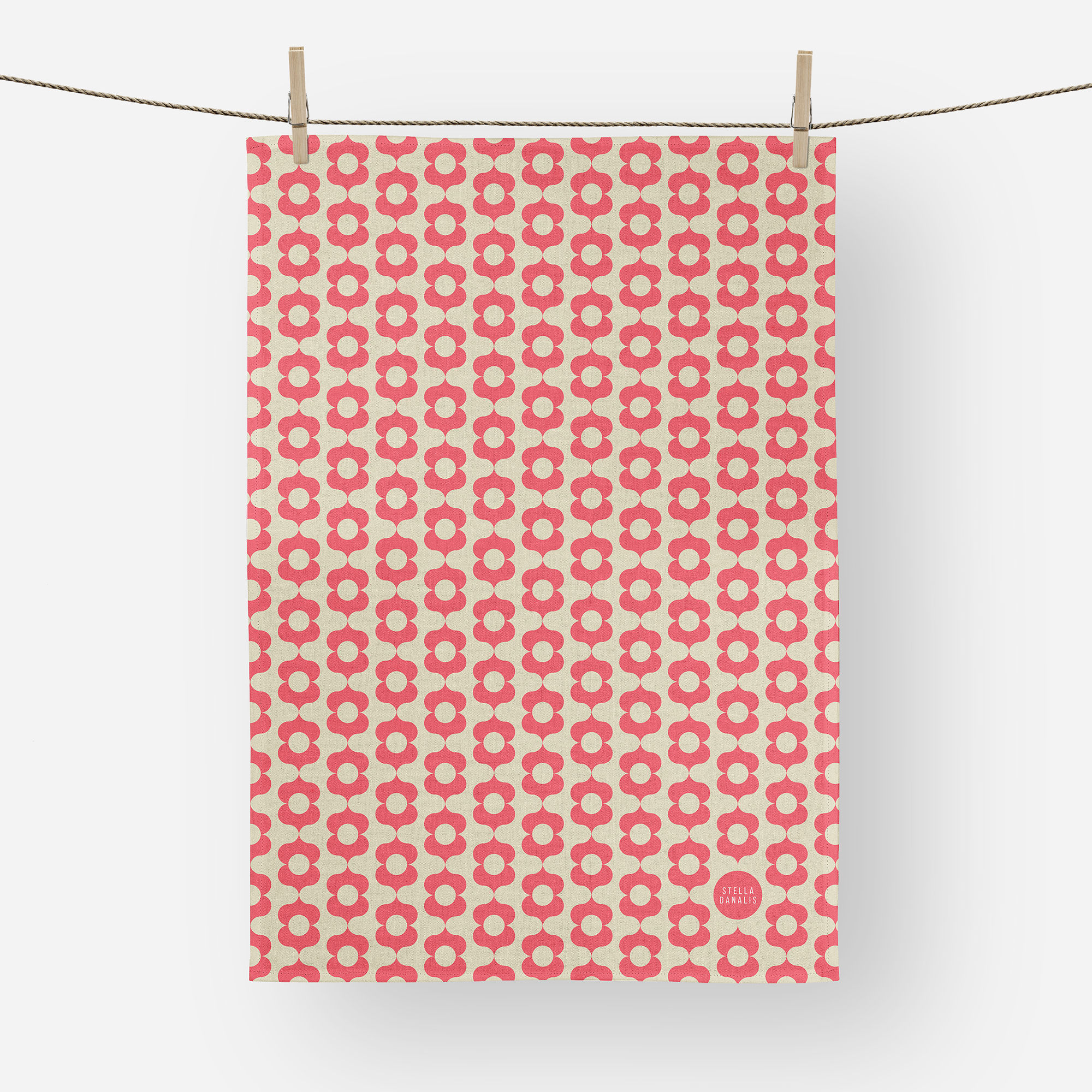 Finial Tea Towel in Pink