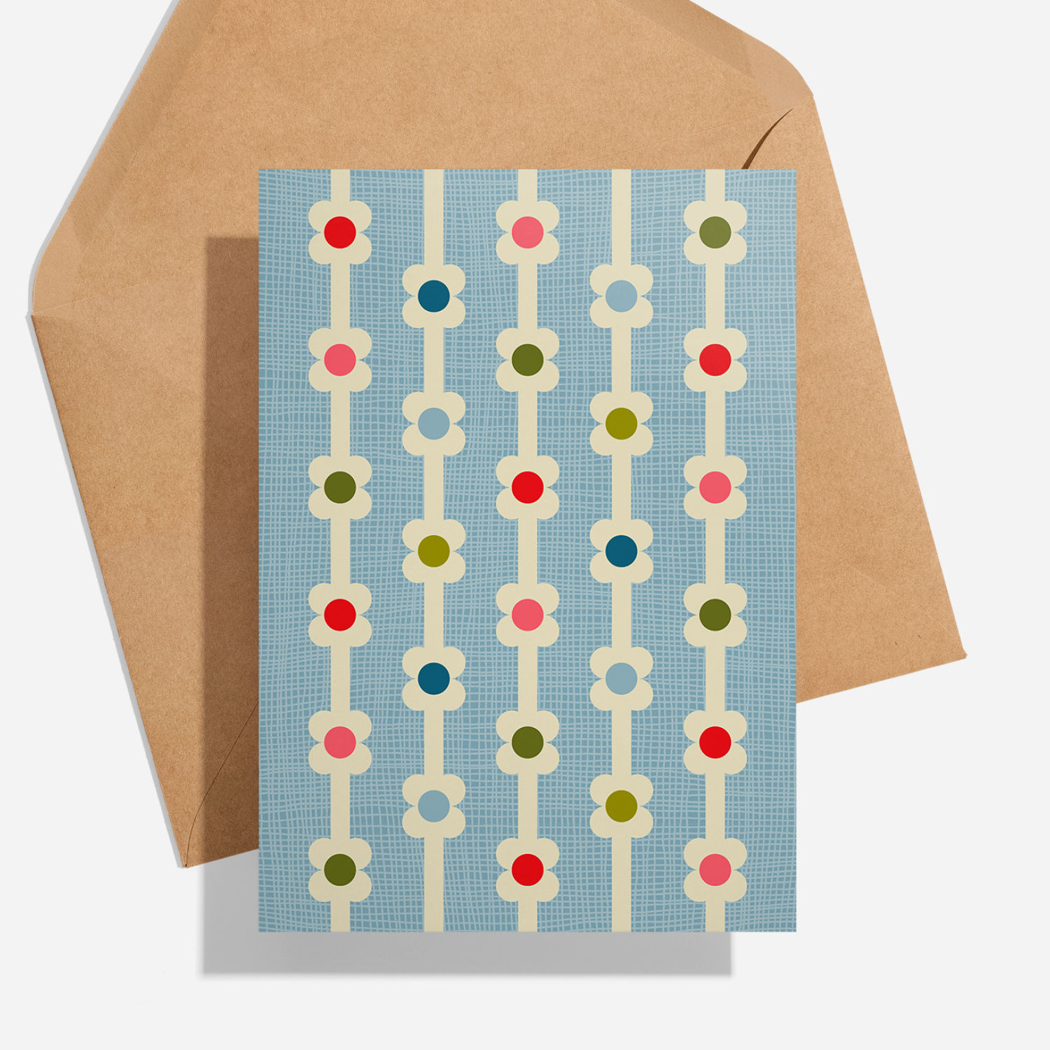 Daisy Chain Greeting Card in Sky Blue