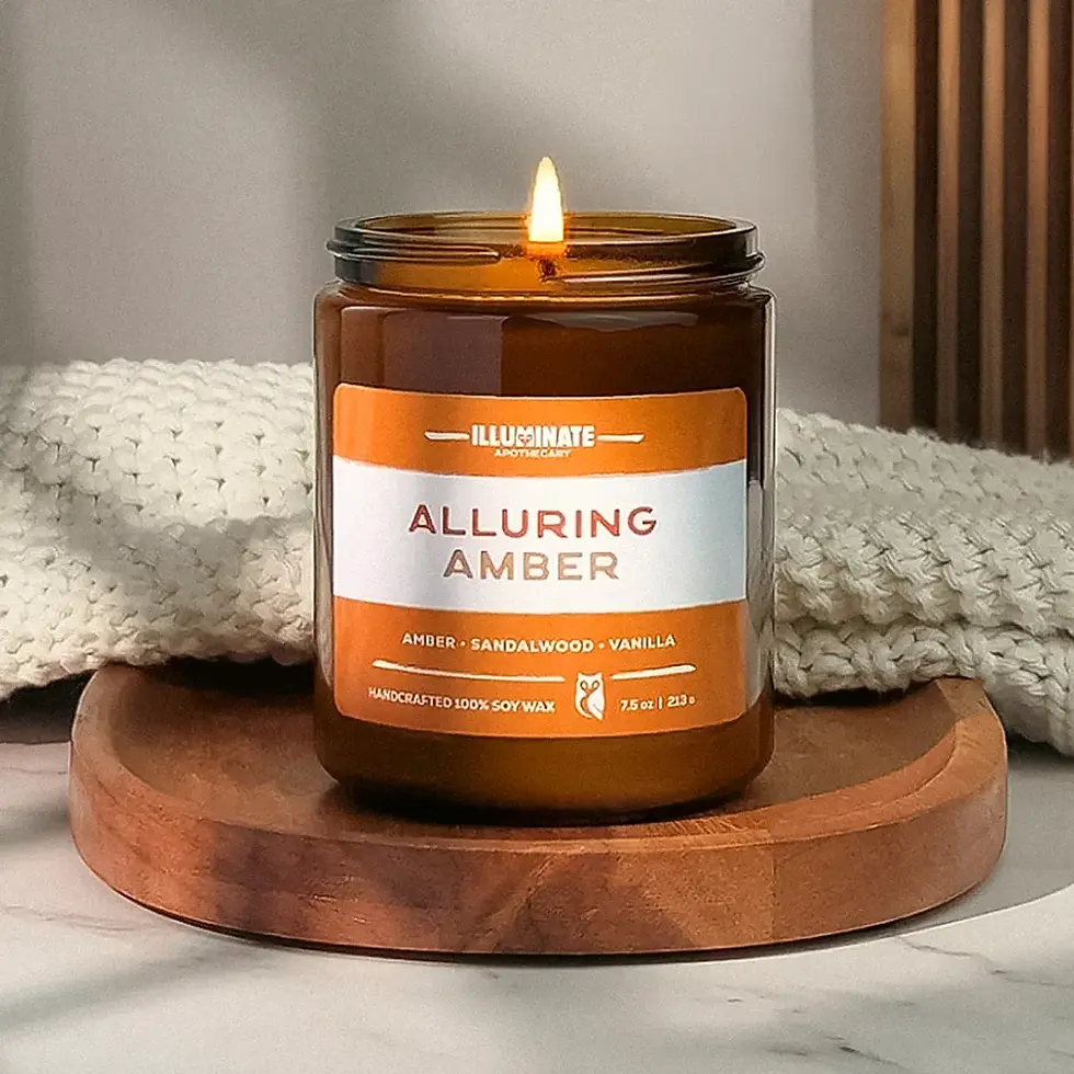 Alluring Amber soy candle 7.5oz in amber glass jar