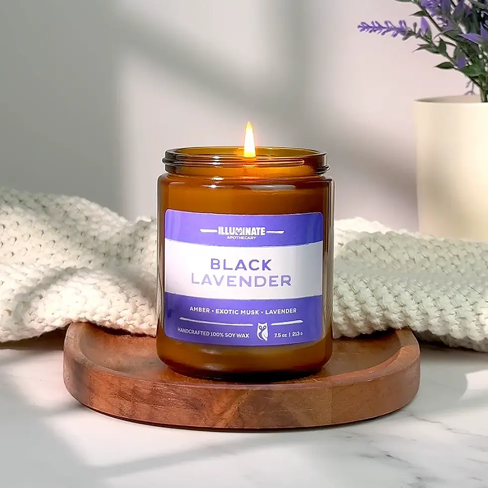 Thumbnail: Black Lavender soy candle in amber glass