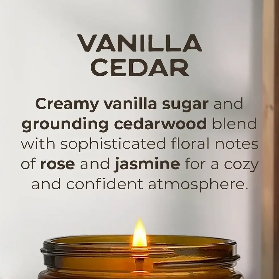 Vanilla Cedar soy candle scent description
