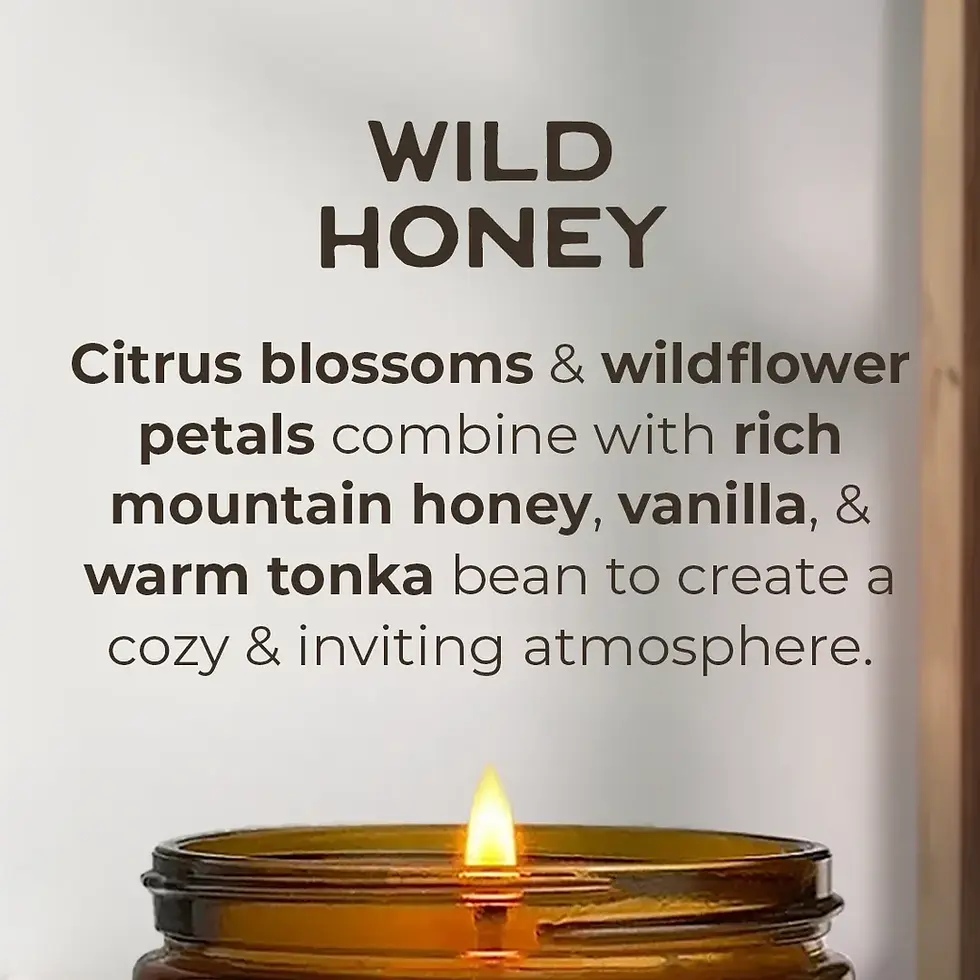 Wild Honey scented soy candle scent description