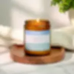 Celtic Mist scented soy candle in amber glass