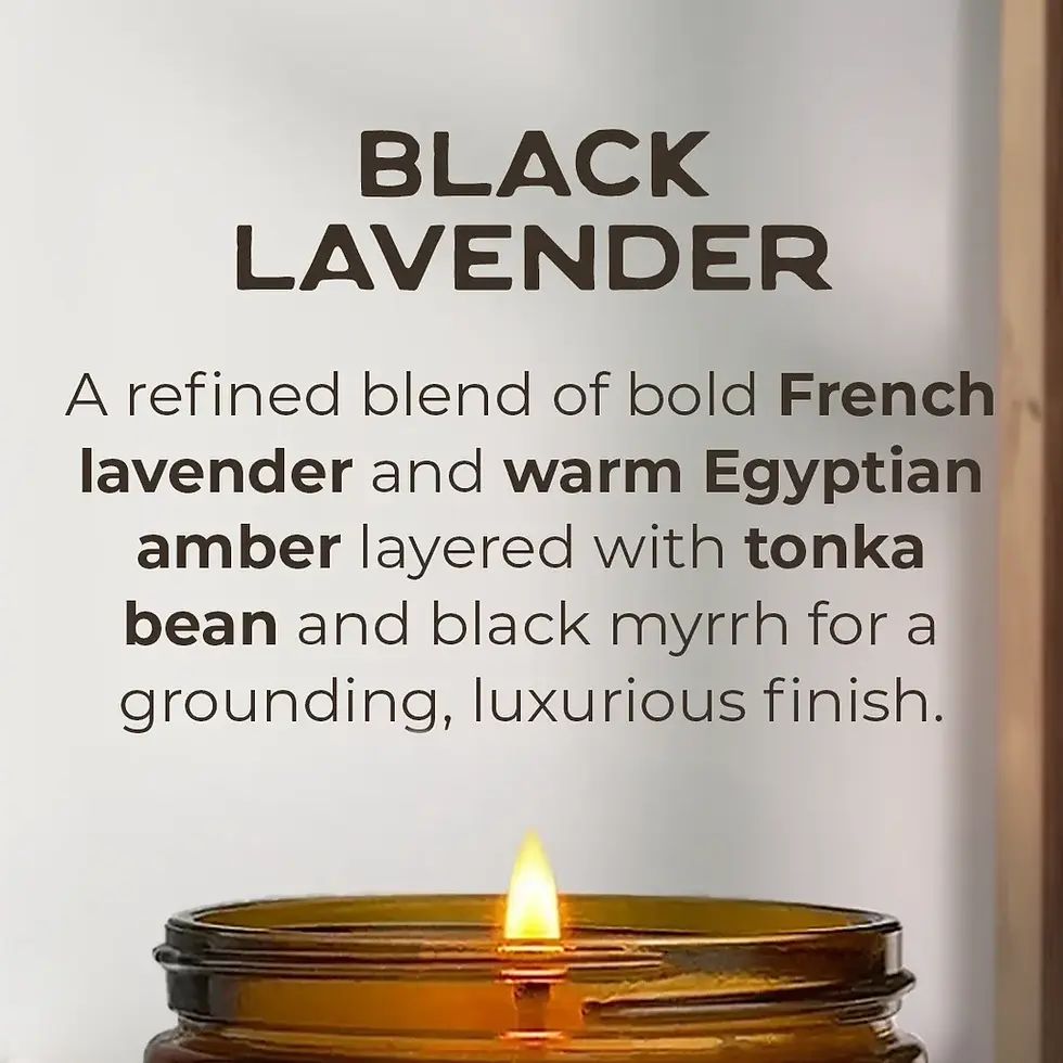 Black Lavender soy candle scent description