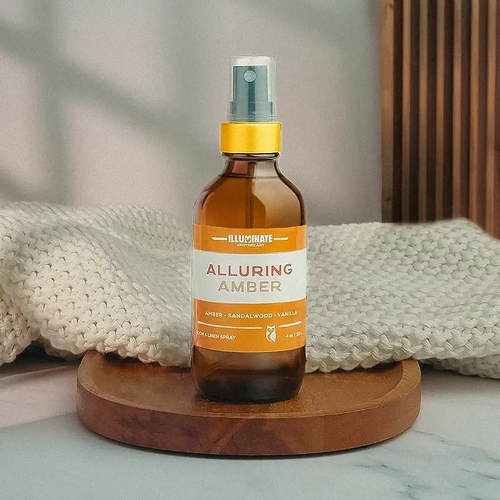 Alluring Amber Room & Linen Spray in 4oz amber glass jar