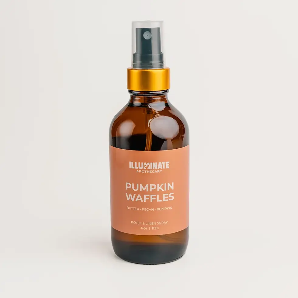 Pumpkin Waffles room & linen spray in 4oz amber glass jar