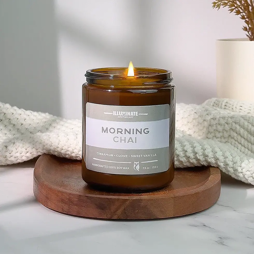 Morning Chai soy candle in amber glass