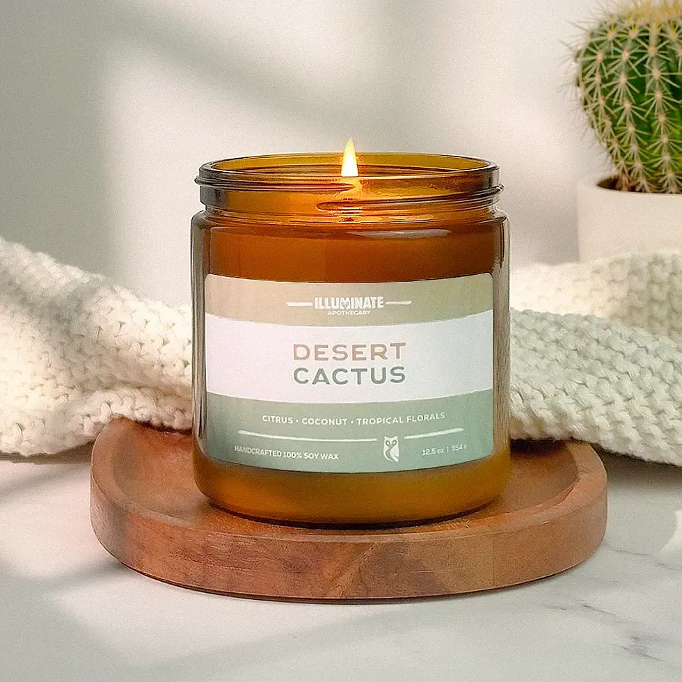 Thumbnail: Desert Cactus scented soy candle in amber glass