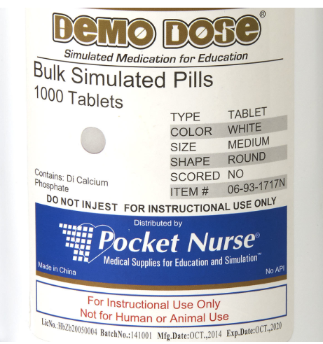 Thumbnail: Demo Dose® Bulk Simulated Meds - Tablets - Medium, Non-Scored, Round, White