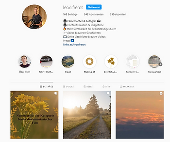 Social-Media-Sichtarkeit, imagefilme für fotgrafen leon frerot, leon frerot filmemacher heidenheim