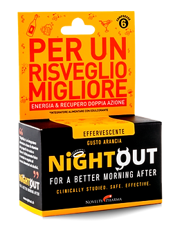 NightOut 6 compresse effervescenti per smaltire i postumi della sbornia.