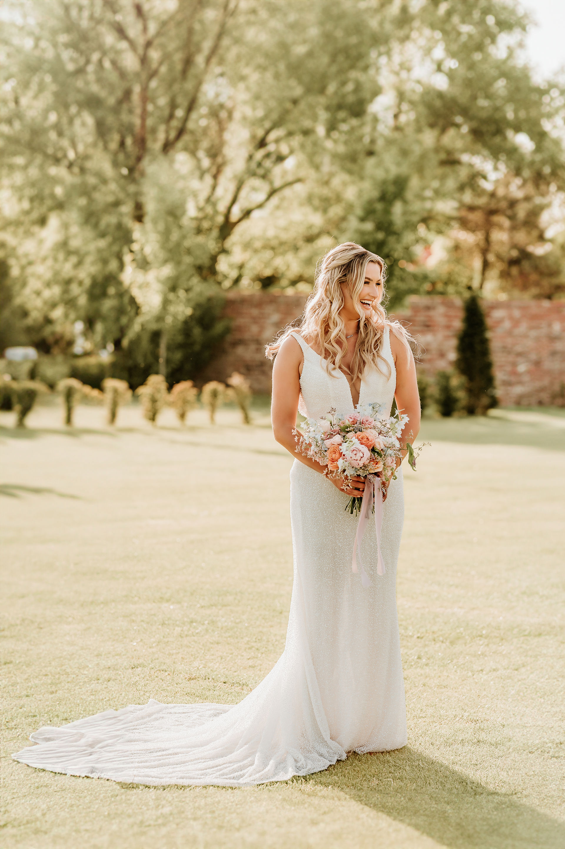 Bride and Groom formal portraits at Converted wedding venue Oakwood at Ryther