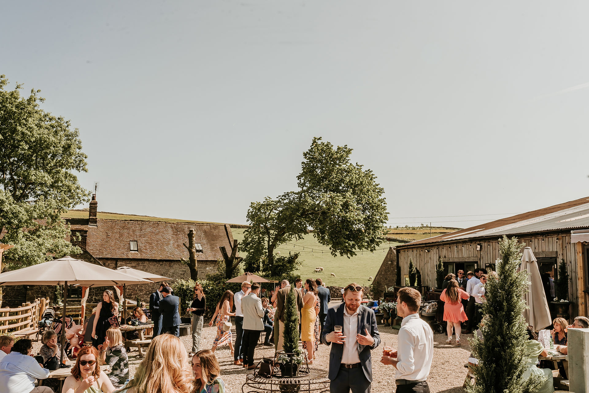 Outdoor reception at converted barn
