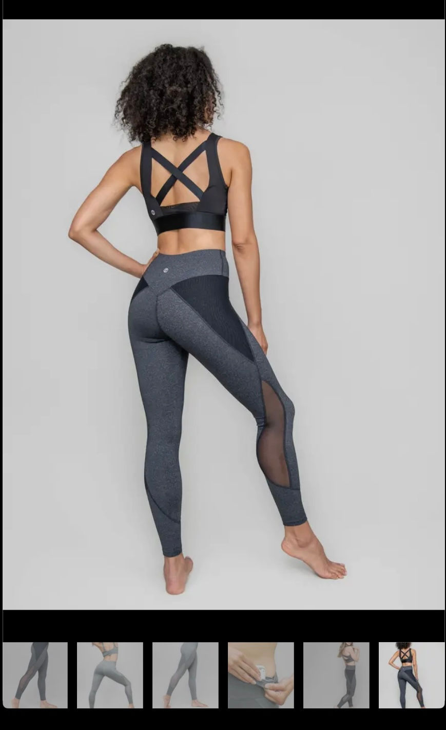 Thumbnail: (CHARCOAL COLOR) Fine Heather Leggings with Power Mesh Inserts -CZI20C
