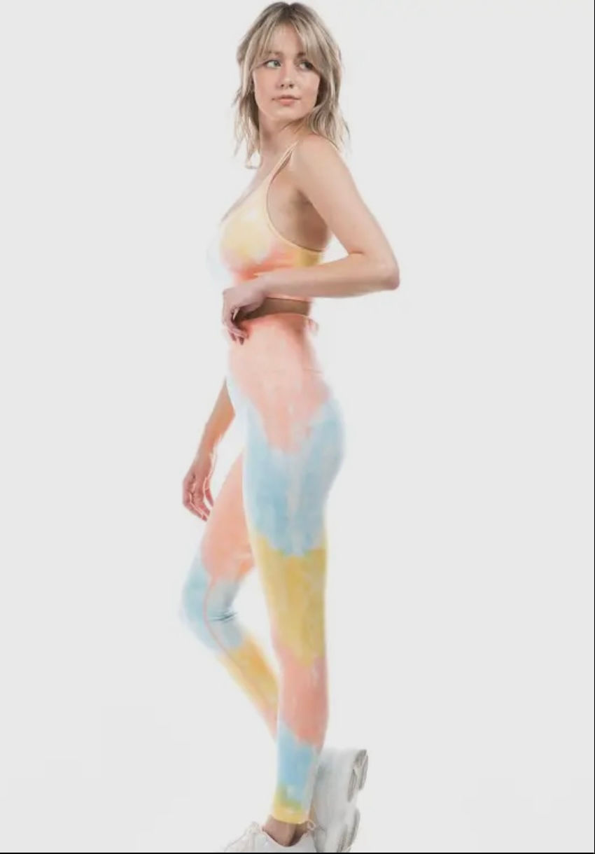 Thumbnail: Tie-Dye Strappy Back Activewear Set