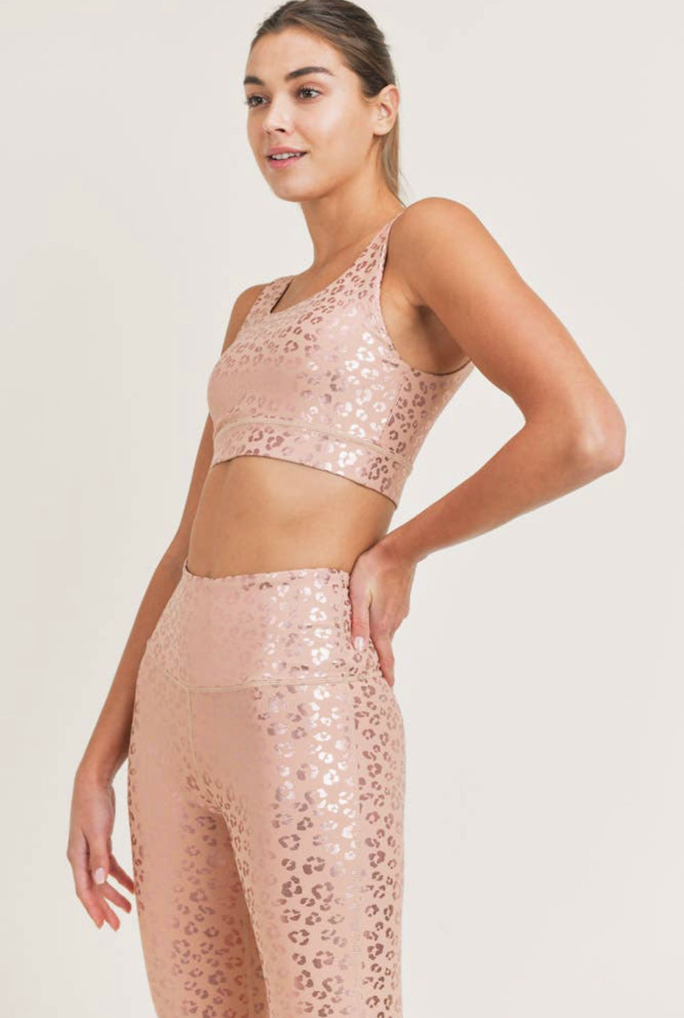 Thumbnail: Leopard Shimmer Foil Sports Bra