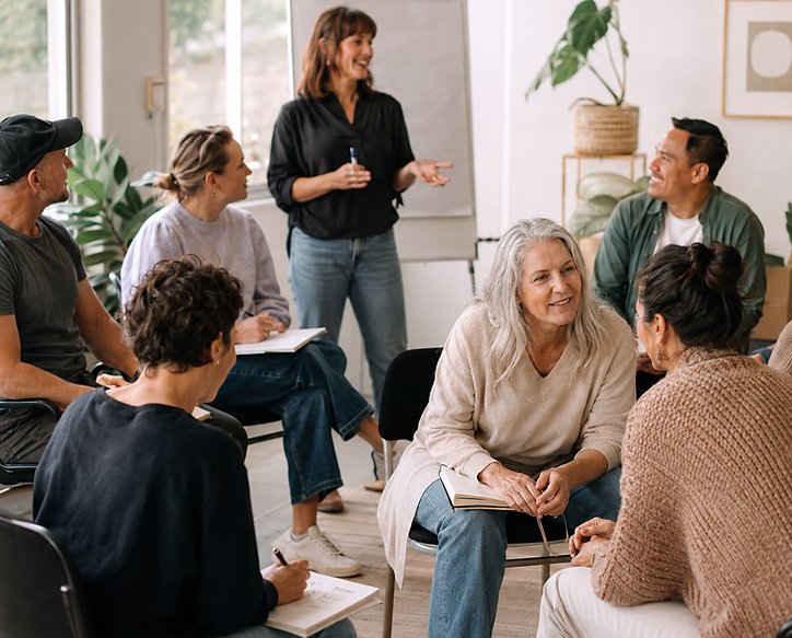 Participants developing practical transactional analysis counselling skills in a group workshop