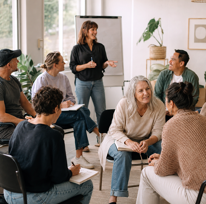 Practitioners discussing advanced Transactional Analysis theory and therapeutic practice