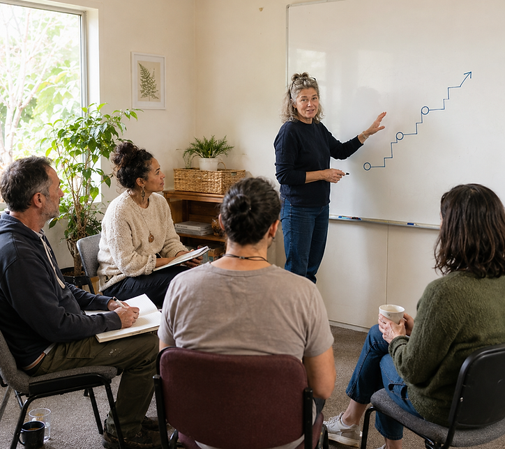Adult practitioners learning practical transactional analysis skills in a small group workshop