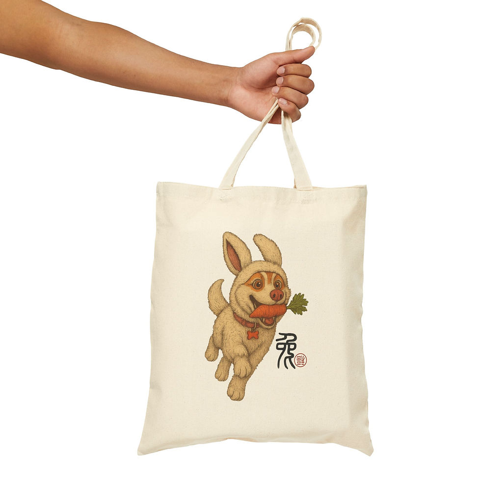 Thumbnail: Silly BG in Rabbit Costume Cotton Canvas Tote Bag 兔兔新年福袋