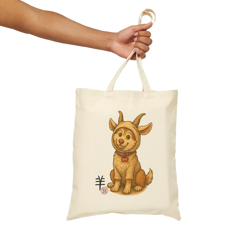 Thumbnail: Silly BG in Goat Costume Cotton Canvas Tote Bag 羊羊新年福袋