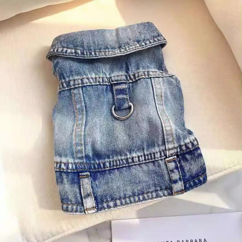Denim Dog Jeans Harness Vest with D Ring