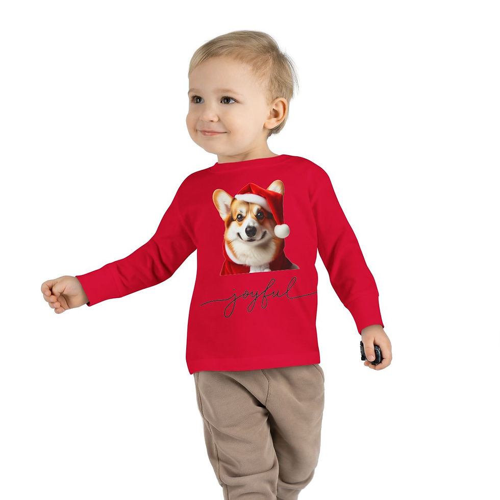 Thumbnail: Corgi Santa Toddler Long Sleeve Tee