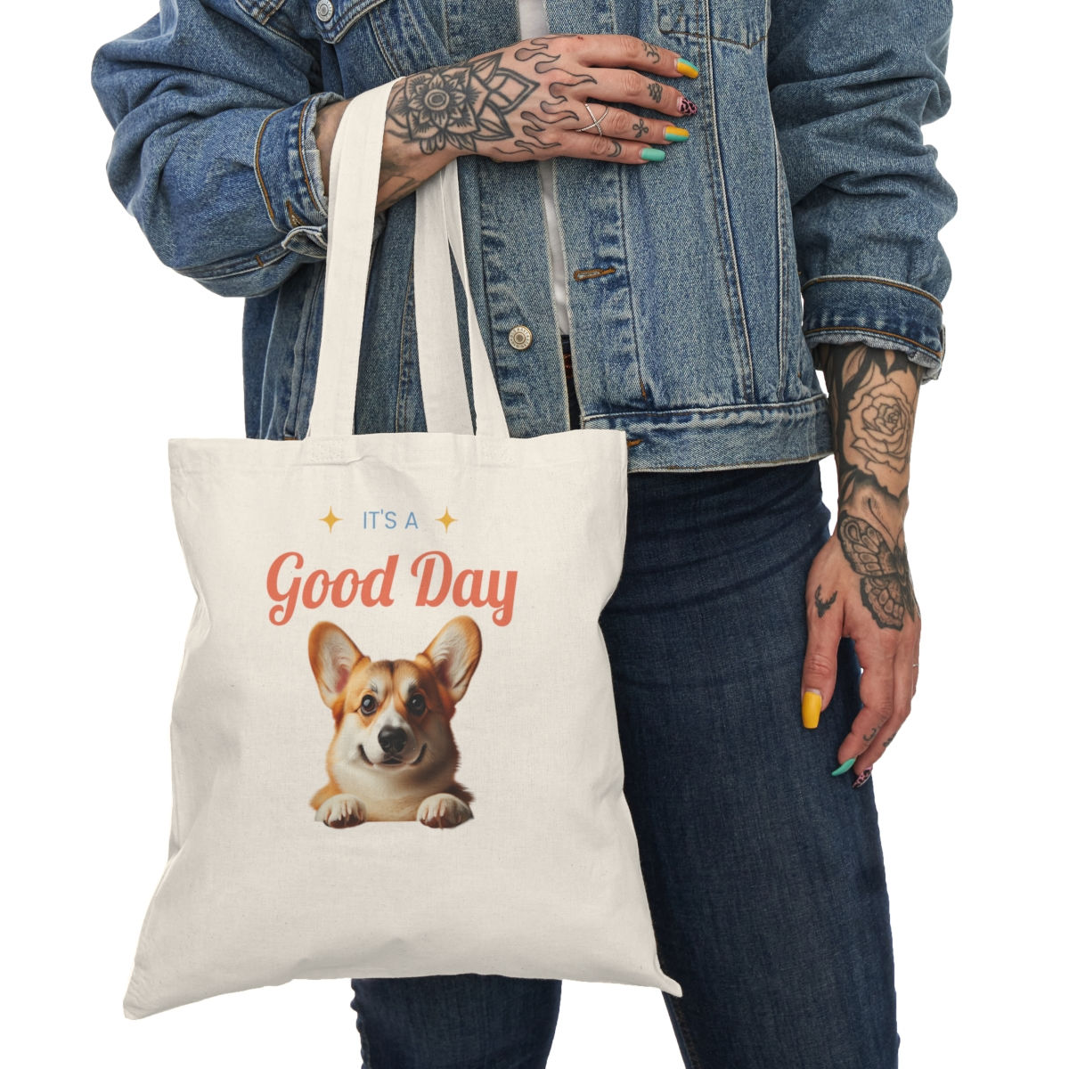 It's A Good Day Corgi Dog Hooman Natural Tote Bag