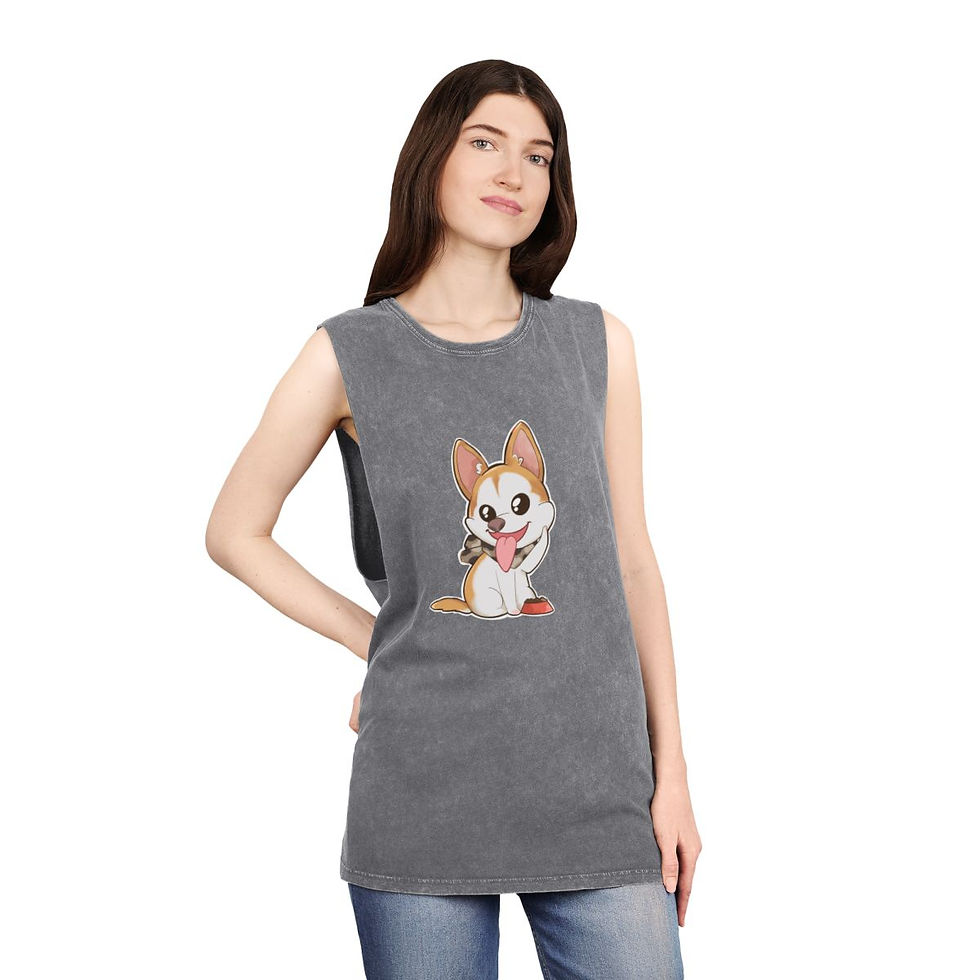 Thumbnail: Cutie Silly BG Unisex Dog Hooman Stonewash Tank Top