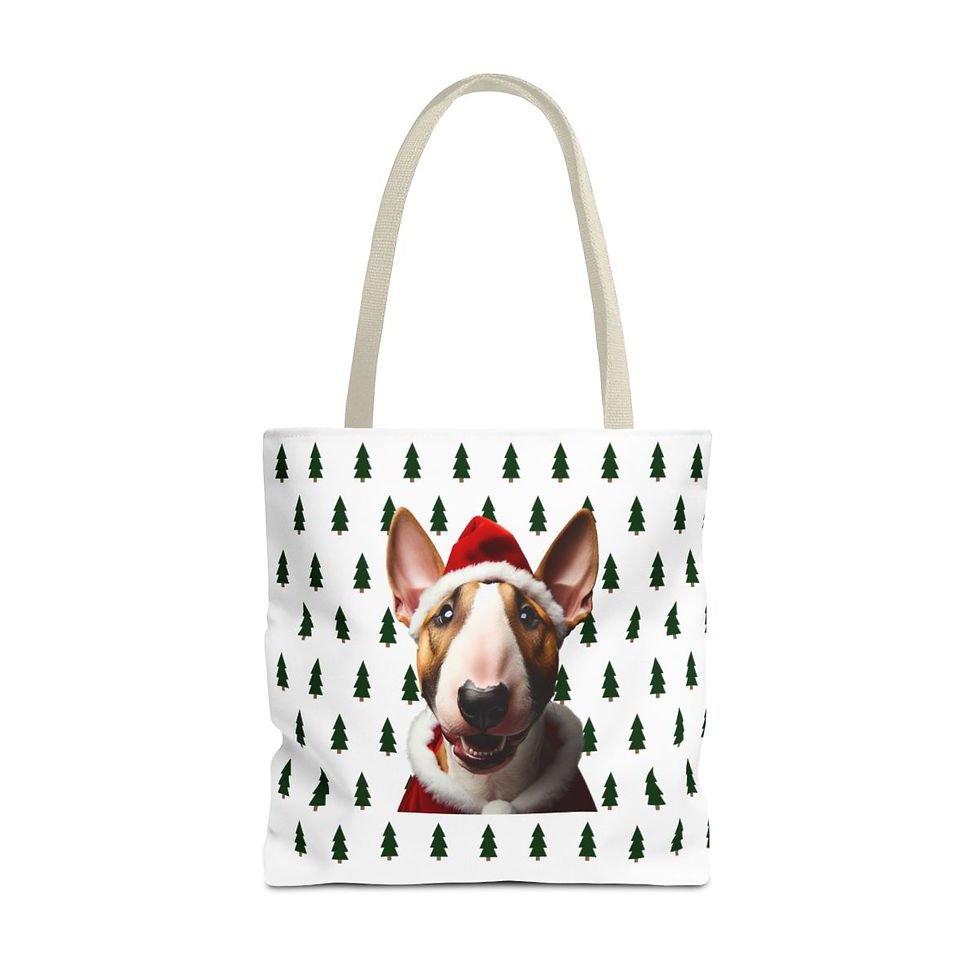 Thumbnail: Bull Terrier Santa Tote Bag