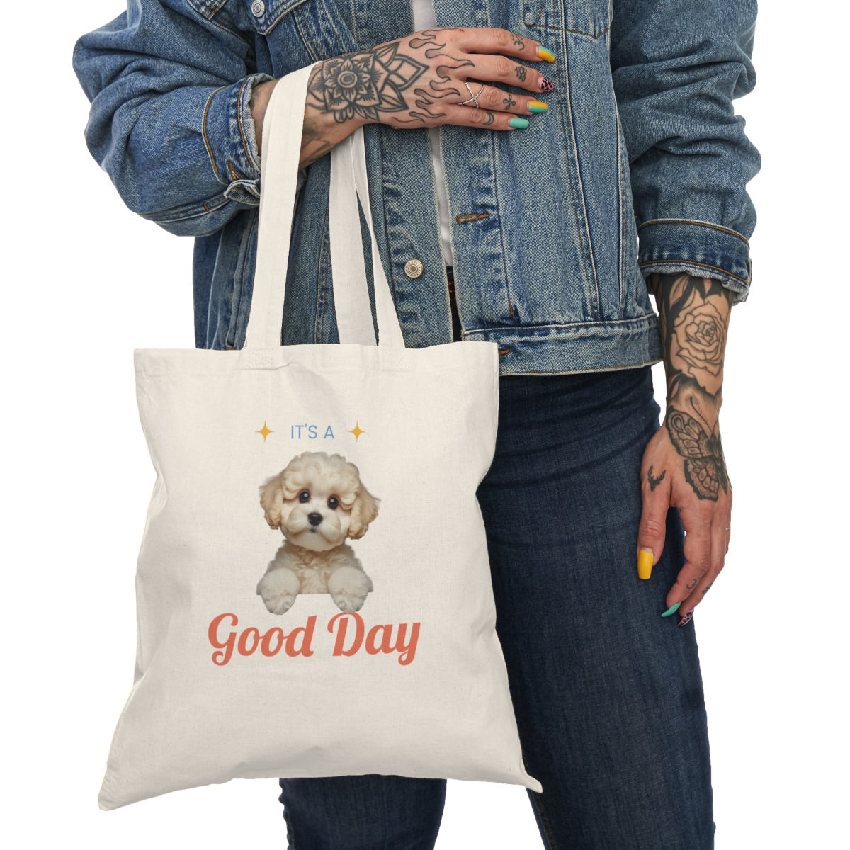 It's A Good Day Maltipoo Dog Hooman Natural Tote Bag