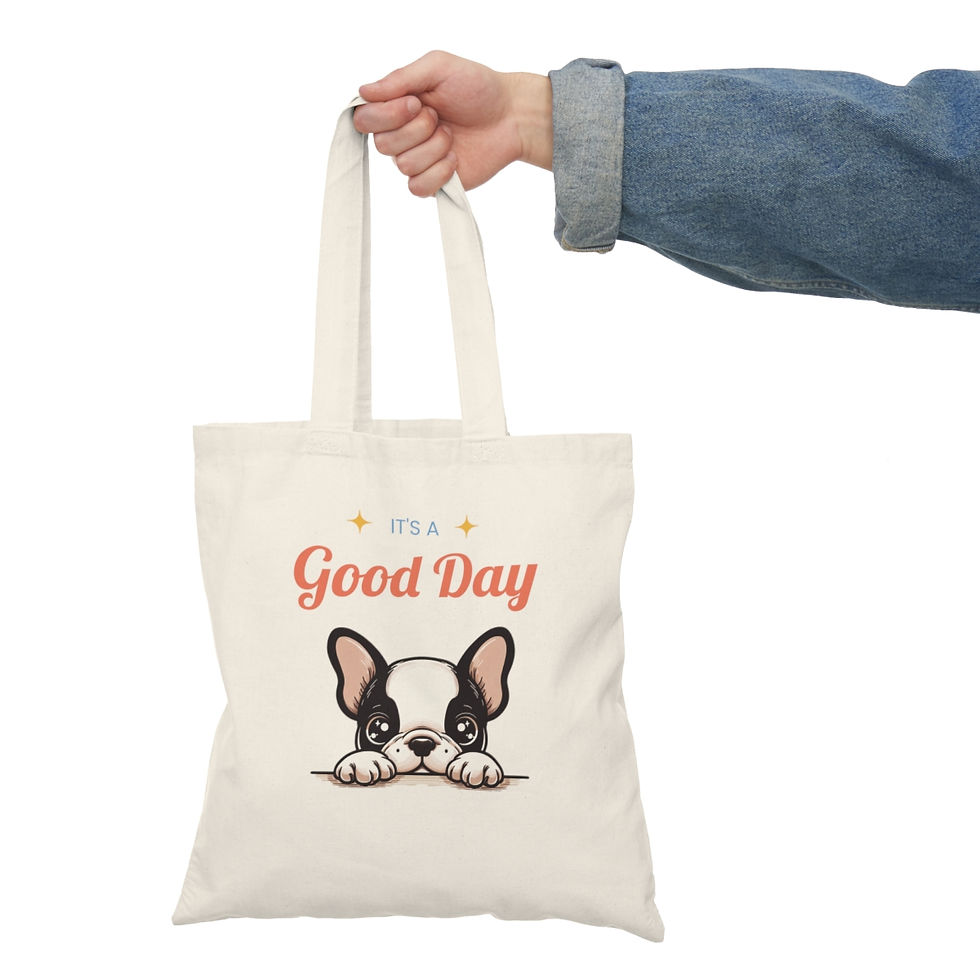 Thumbnail: It's A Good Day French Bulldog Dog Hooman Natural Tote Bag