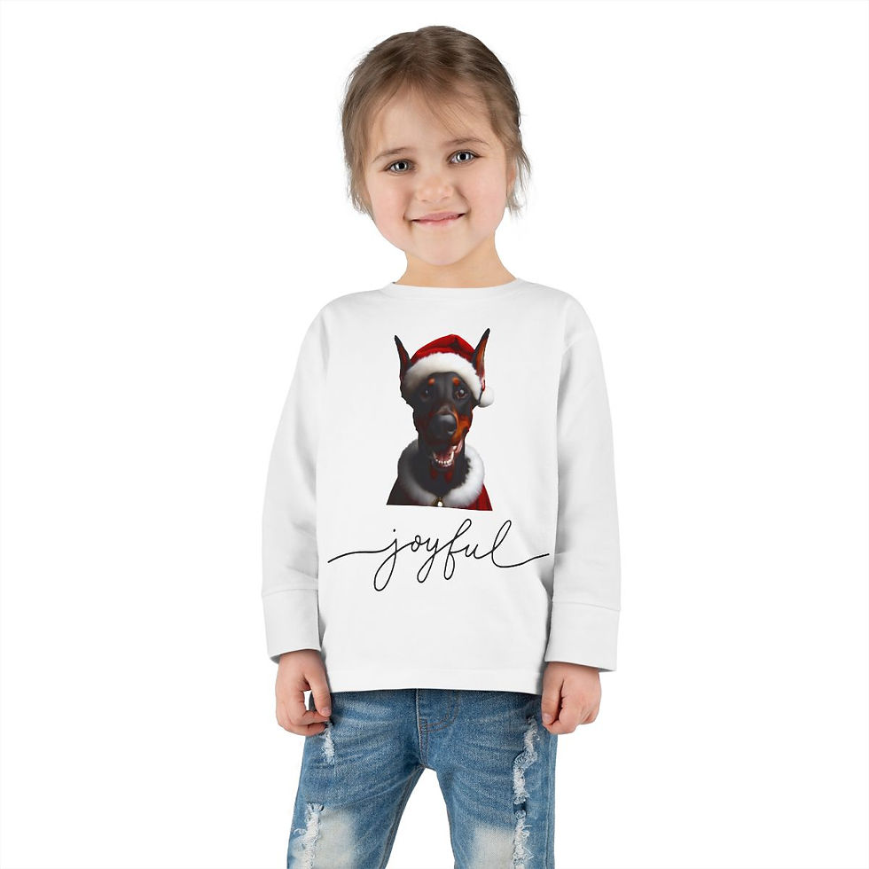 Thumbnail: Dobermann Santa Toddler Long Sleeve Tee