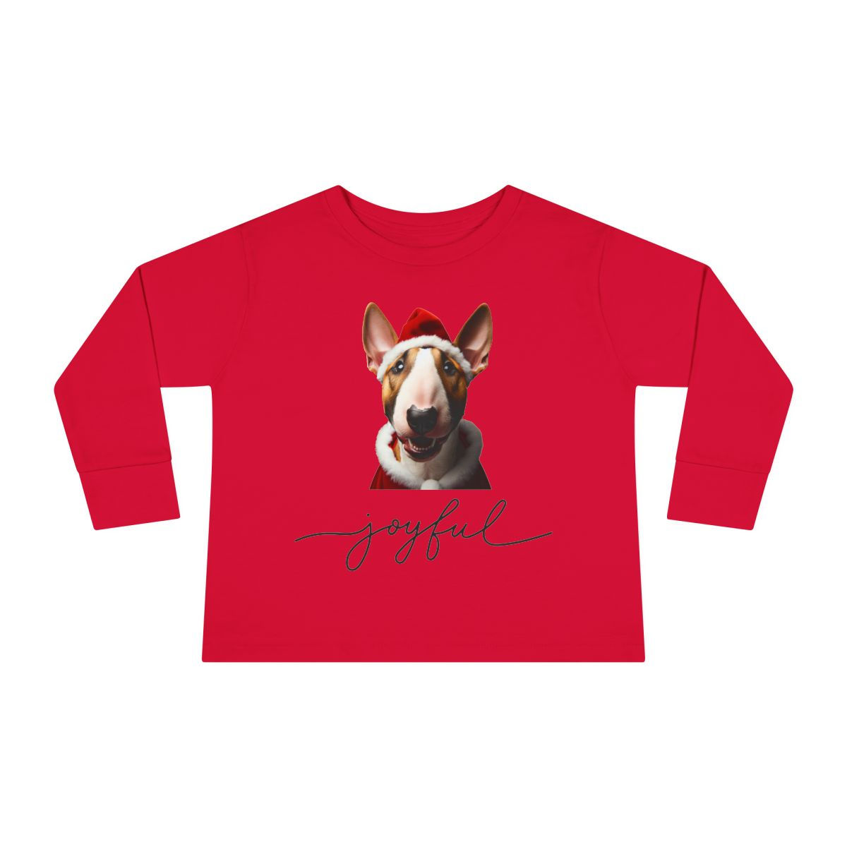 Bull Terrier Santa Toddler Long Sleeve Tee