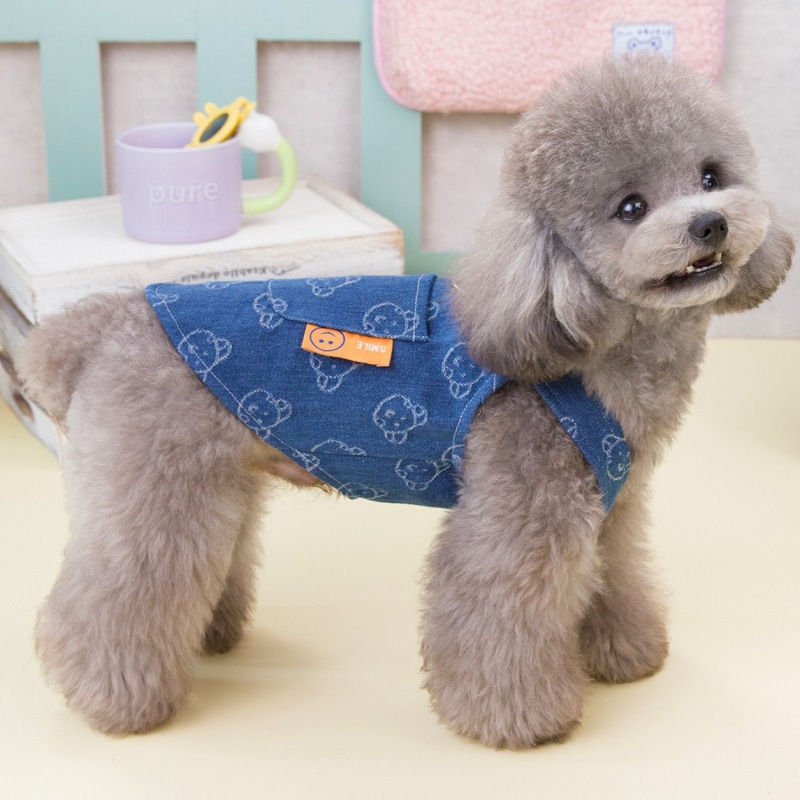 Thumbnail: Denim Dog Dress with D-Ring for Small Dogs