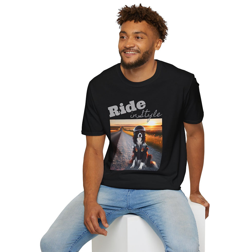 Thumbnail: Border Collie Vintage Motorcycle Rider T-Shirt - Ride in Style Tees