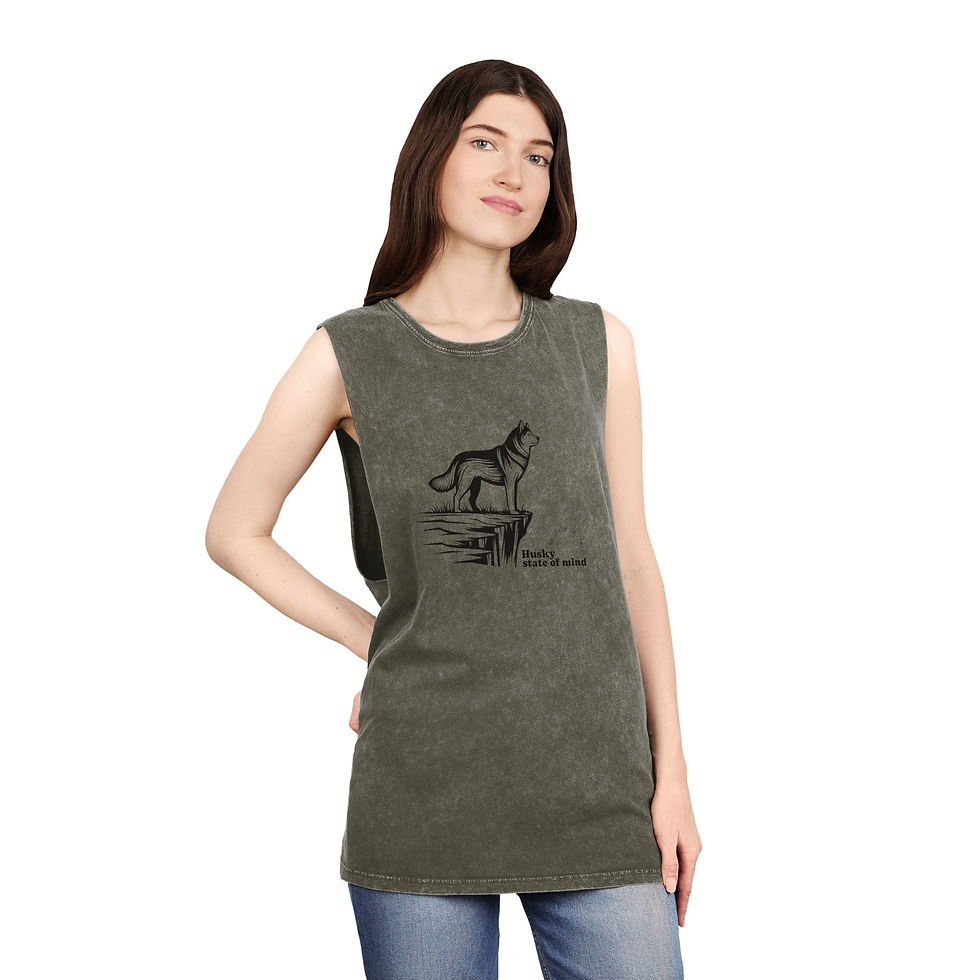 Thumbnail: Husky Cliff Tank Top — 'Always Be Brave' Stonewash Muscle Tee