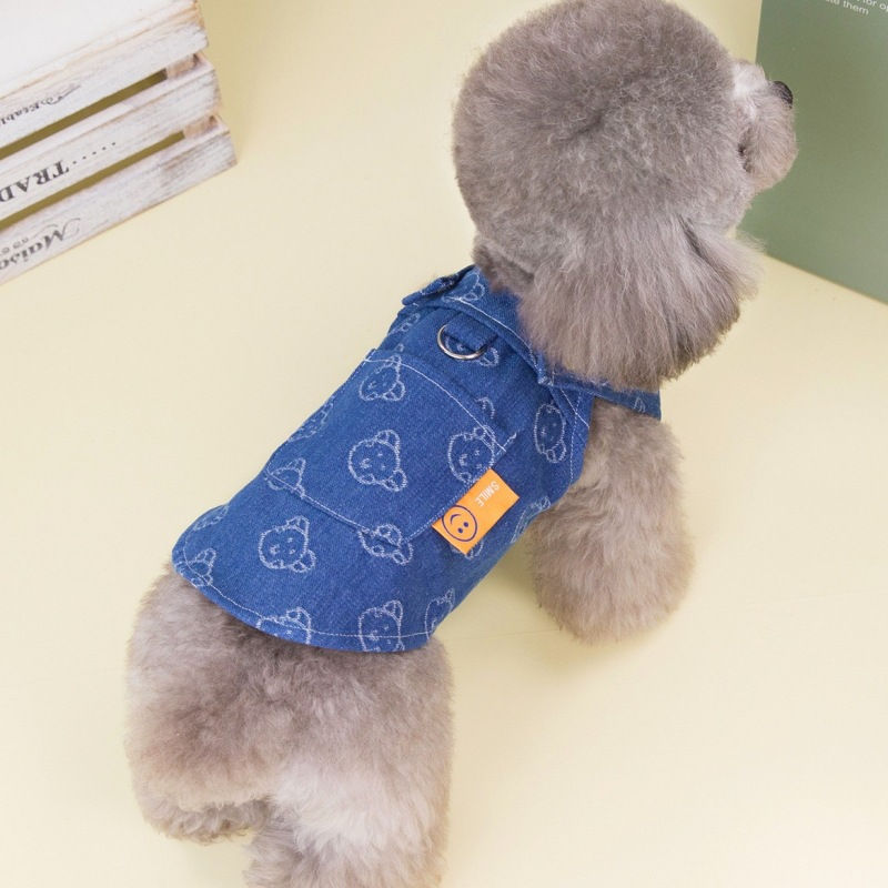 Thumbnail: Denim Dog Dress with D-Ring for Small Dogs