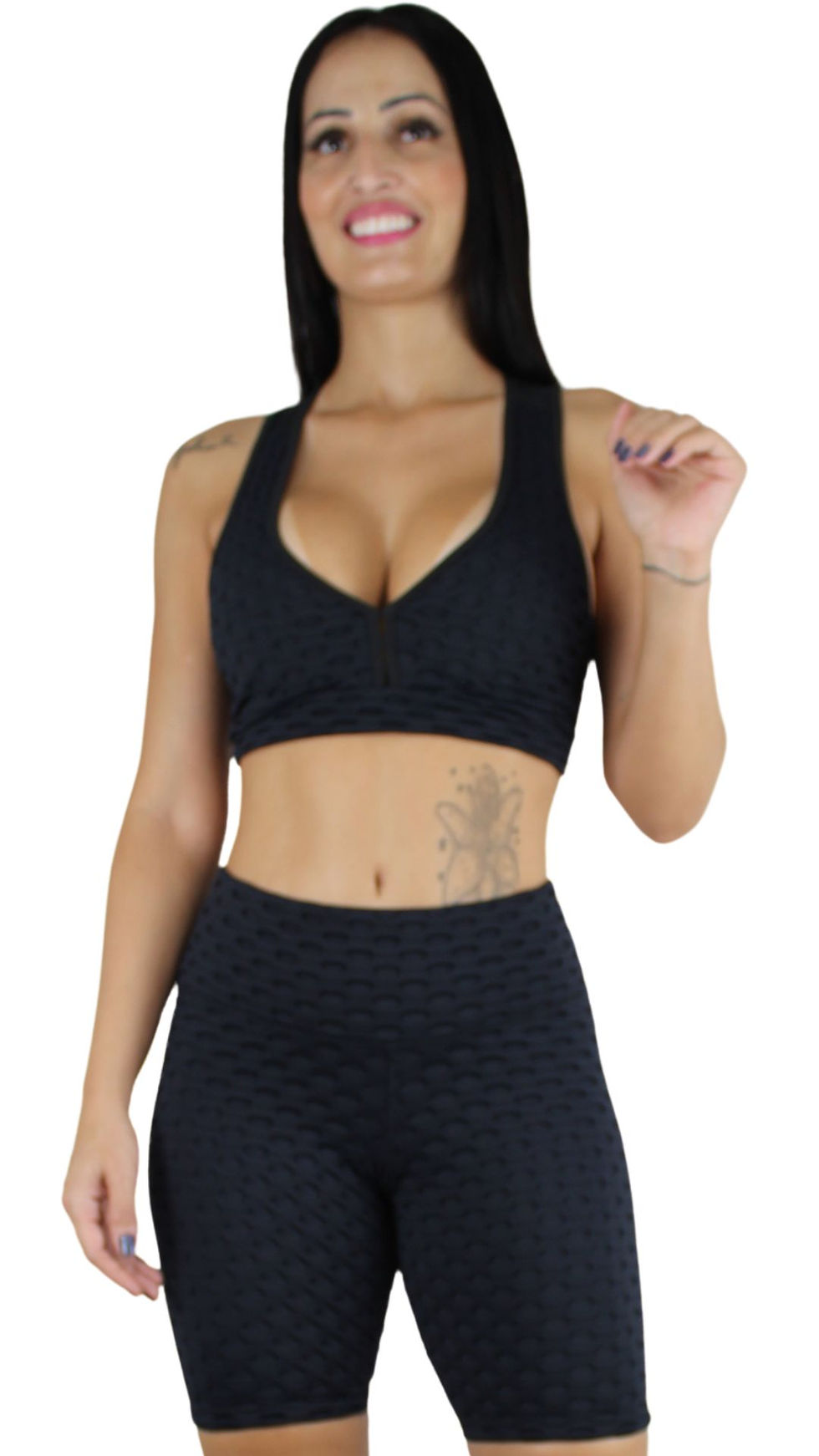 Miniatura: Bermuda Jacquard Tulip - Cor: Preta- REF: 11292 Lua Clara