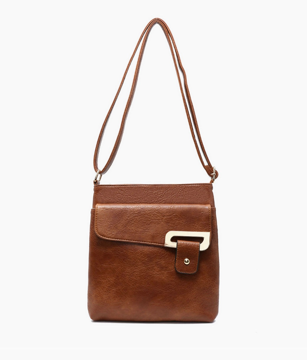 copy of Cross Body Handbag with Zip Top Sections - Fawn