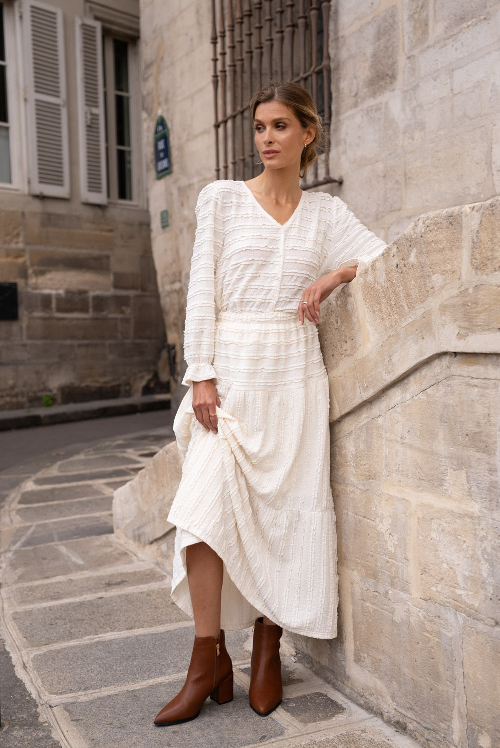 Choklate -Maxi Cotton skirt - cream