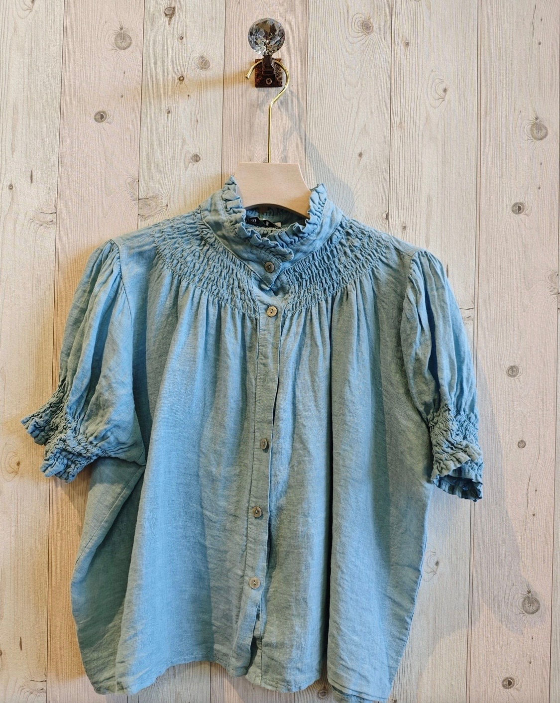 Keira linen blouse - light blue  