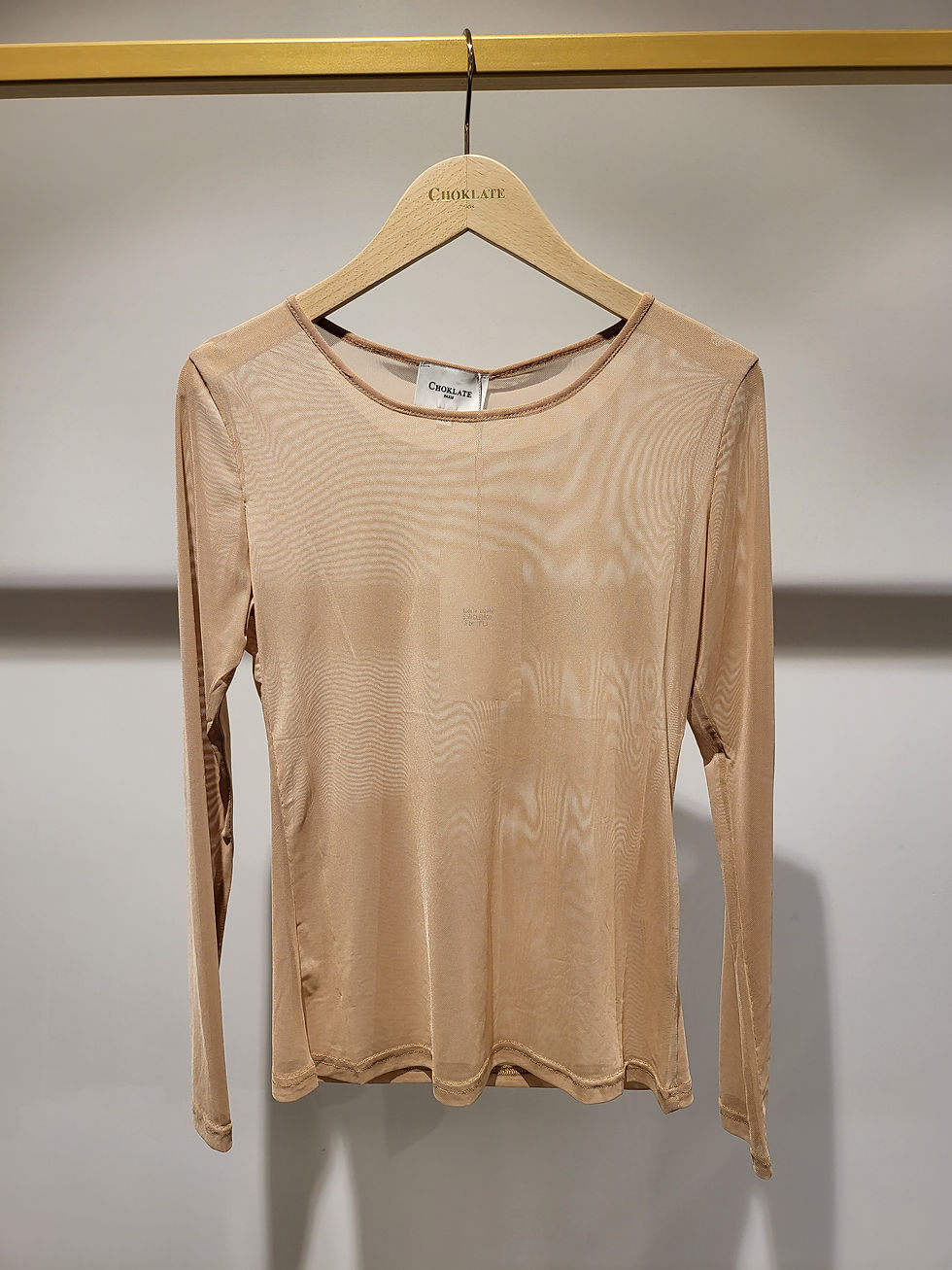 Gigi - Long sleeved sheer top - Nude