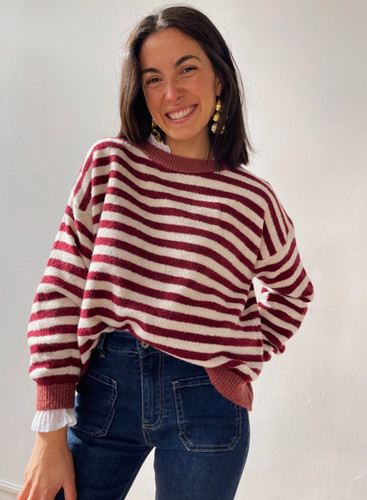 Starla Stripped jumper - burgundy stripe